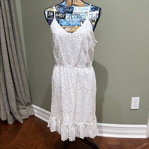 Japna White Eyelet Midi Dress